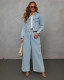 EVE Fashion Denim Long Sleeve Two PIece Pants Set GYAN-8978