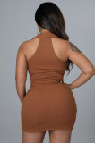 EVE Solid Color Lapel Neck Mini Dress XHXF-296