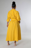 EVE Solid Color Long Sleeve Maxi Dress XHXF-932