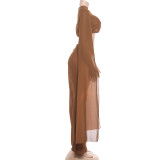 EVE Solid Color Crop Top Long Skirts 2 Piece Set DLSF-K6S00504A