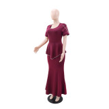 EVE Short Sleeve Solid Color Maxi Dress GYLY-10931