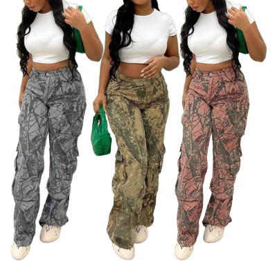 EVE Camouflage Print Zipper Pants GSMJ-8028