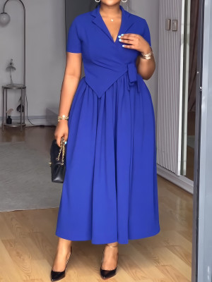 EVE Solid Color Short Sleeve Maxi Dress GYLY-10991