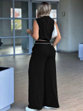 EVE Sleeveless Lapel Top Pants 2 Piece Set MIL-L321
