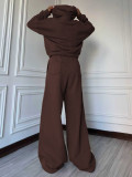 EVE Color Block Zipper Hooded Tops Two Piece Pants Set MIL-L299
