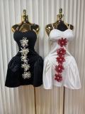 EVE Flowers Embellished Sling Puffed Mini Dress GMYU-11195