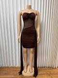 EVE Mesh Patchwork Slightly Transparent Mini Dress GMYU-11099