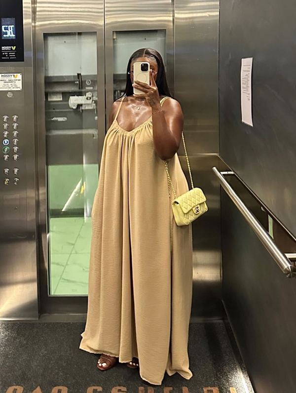 EVE V Neck Solid Color Loose Sling Maxi Dress GCNE-73482