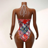 EVE Sexy Print Patchwork One Piece Swimsuit GHYX-5245