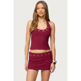 EVE Solid Color Sleeveless Two Piece Skirts Set ASL-6813