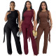 EVE Solid Color Sleeveless Two Piece Pants Set ASL-6816