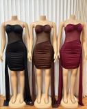 EVE Mesh Patchwork Slightly Transparent Mini Dress GMYU-11099