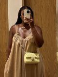 EVE V Neck Solid Color Loose Sling Maxi Dress GCNE-73482