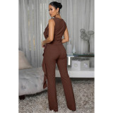 EVE Solid Color Sleeveless Two Piece Pants Set ASL-6816