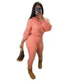 EVE Solid Color Long Sleeve Knits Two Piece Pants Set GHML-250420