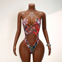 EVE Sexy Print Patchwork One Piece Swimsuit GHYX-5245