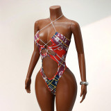 EVE Sexy Print Patchwork One Piece Swimsuit GHYX-5245