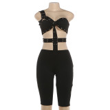 EVE Rivet Sexy Hollow Out Backless Romper DLSF-K6Q01028A