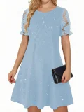 EVE Short Sleeve Sequin Lace Mini Dress GYGE-26026