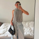EVE Solid-Color Chiffon Sleeveless Tops GSZM-D26TP029