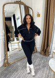 EVE Solid Color Long Sleeve Zipper Two Piece Pants Set SH-391525