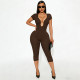 EVE U Neck Short Sleeve Solid Color Romper GDSF-J25JP479