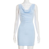 EVE Solid Color Sexy Chain Backless Mini Dress GDSF-D25DS585