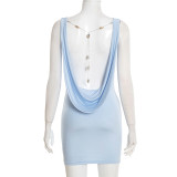 EVE Solid Color Sexy Chain Backless Mini Dress GDSF-D25DS585