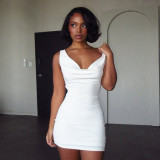 EVE Solid Color Sexy Chain Backless Mini Dress GDSF-D25DS585