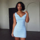 EVE Solid Color Sexy Chain Backless Mini Dress GDSF-D25DS585