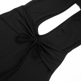 EVE Solid Color Tie Up Halterneck Romper GDSF-C26JP020