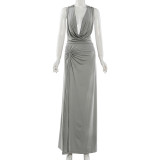 EVE Sleeveless Solid Color Maxi Dress GZJQ-K6D00876A