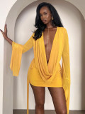 EVE Mesh See Thorugh Deep V Neck Mini Dress CH-26101