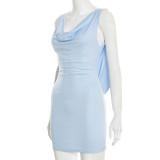 EVE Solid Color Sexy Chain Backless Mini Dress GDSF-D25DS585
