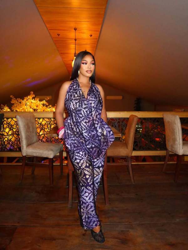 EVE V Neck Print Backless Top Two Piece Pants Set GQZF-8000