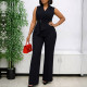 EVE Plus Size Solid Color Sleeveless Tie Up Two Piece Pants Set GCZF-8653