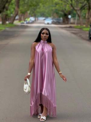 EVE Solid Color Irregular Patchwork Tassel Maxi Dress GQZF-7871
