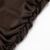 EVE Sleeveless Solid Color Ruched Backless Mini Dress GSZM-D26DS056