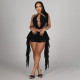 EVE Sexy Tie Up Tops Ruffles Skirt 2 Piece Set GSZM-D26ST055