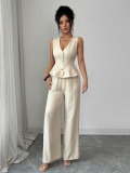 EVE Sleeveless Solid Color Two Piece Pants Set GZEY-K26190125