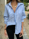 EVE Stripe Lapel Long Sleeve Shirt GZEY-K26120066