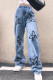 EVE Butterfly Print Fashion Straight Jeans GQLF-FF58712