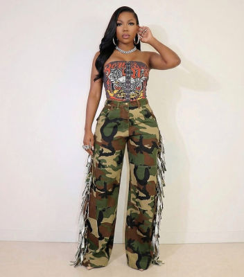 EVE Camouflage Print Tassel Pants GSMJ-8026
