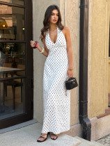 EVE Polka Dots Print Halterneck Long Dress GZEY-D26230061