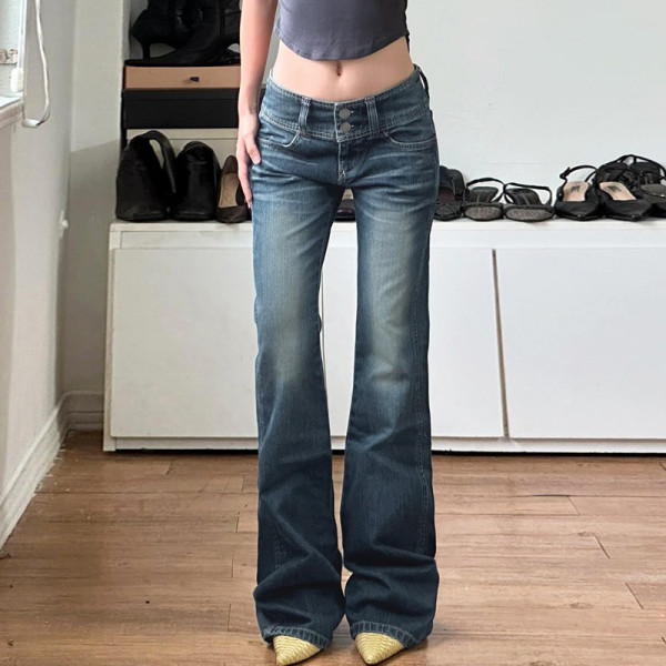 EVE Vintage Low-Rise Button Jeans GQLF-6666