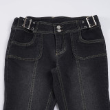EVE Fashion Patchwork Micro Flare Jeans GQLF-0134