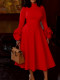 EVE Plus Size Solid Color Long Sleeve Midi Dress GKEN-ADR060207