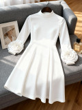 EVE Plus Size Solid Color Long Sleeve Midi Dress GKEN-ADR060207