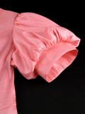 EVE Lantern Sleeve Solid Color Slim Midi Dress GKEN-ADR060133