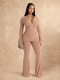 EVE Deep V  Neck Long Sleeve Two Piece Pants Set GZIY-6365